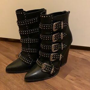 Black studded booties